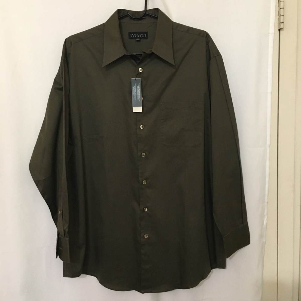 Perry Ellis Long sleeve Olive green shirt size 16